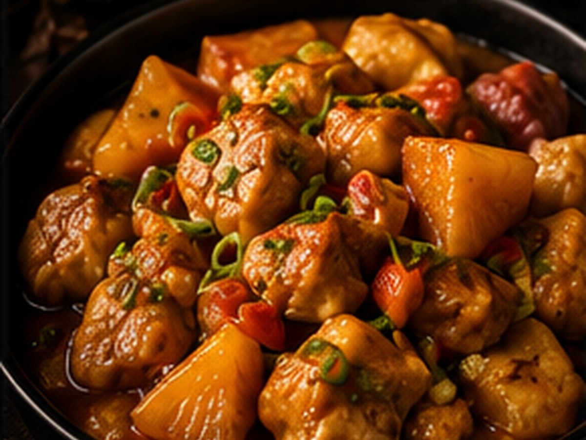 Poulet ananas, plat créole préparé par Le Paille en Queue, traiteur en Dordogne