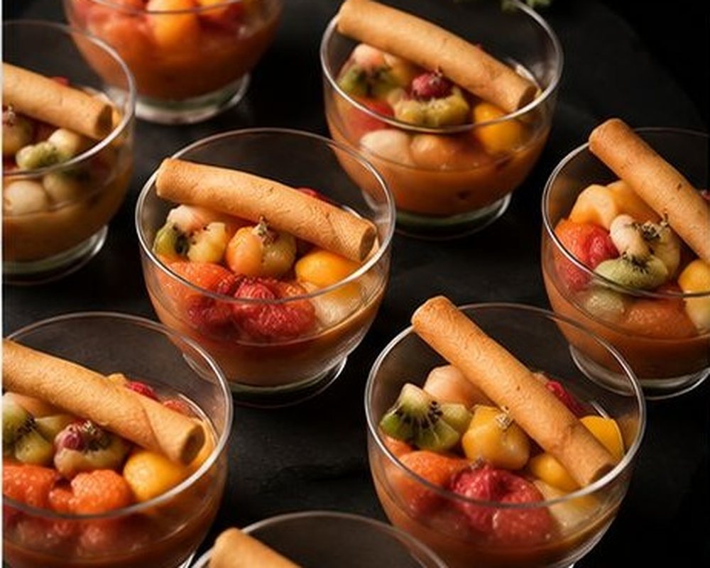 Verrines de salade de fruits frais, le dessert des menus du Paille en Queue